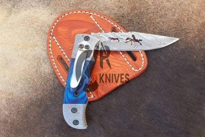 Custom Handmade Epoxy Resin Handle Folding Knife
