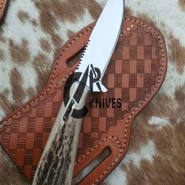 Custom Stag Horn Handle Cowboy Skinner Knife