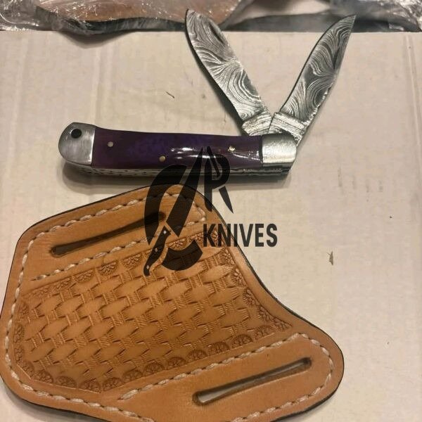 Handmade Epoxy Resin Handle Trapper Knife