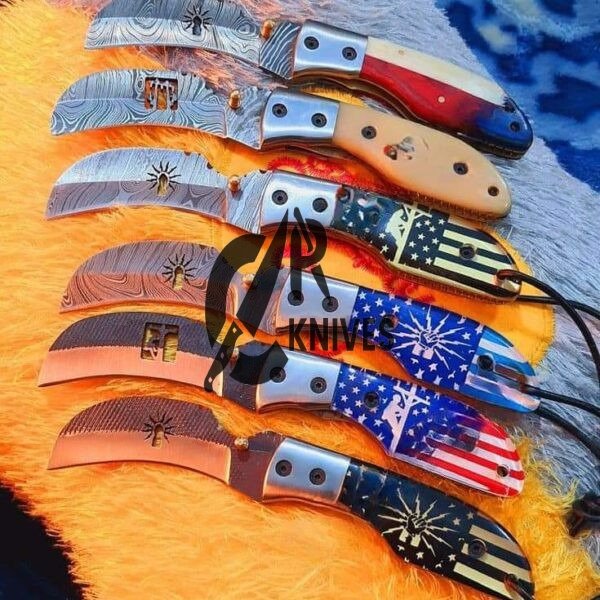 Handmade Laminated Wood Handle Folding Knives