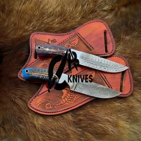 Handmade Pine Cone Resin Handle Skinner Knives