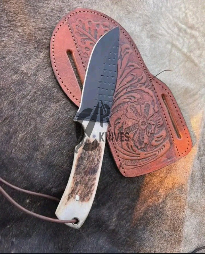 Handmade Stag Horn Handle Cowboy Skinning Knife